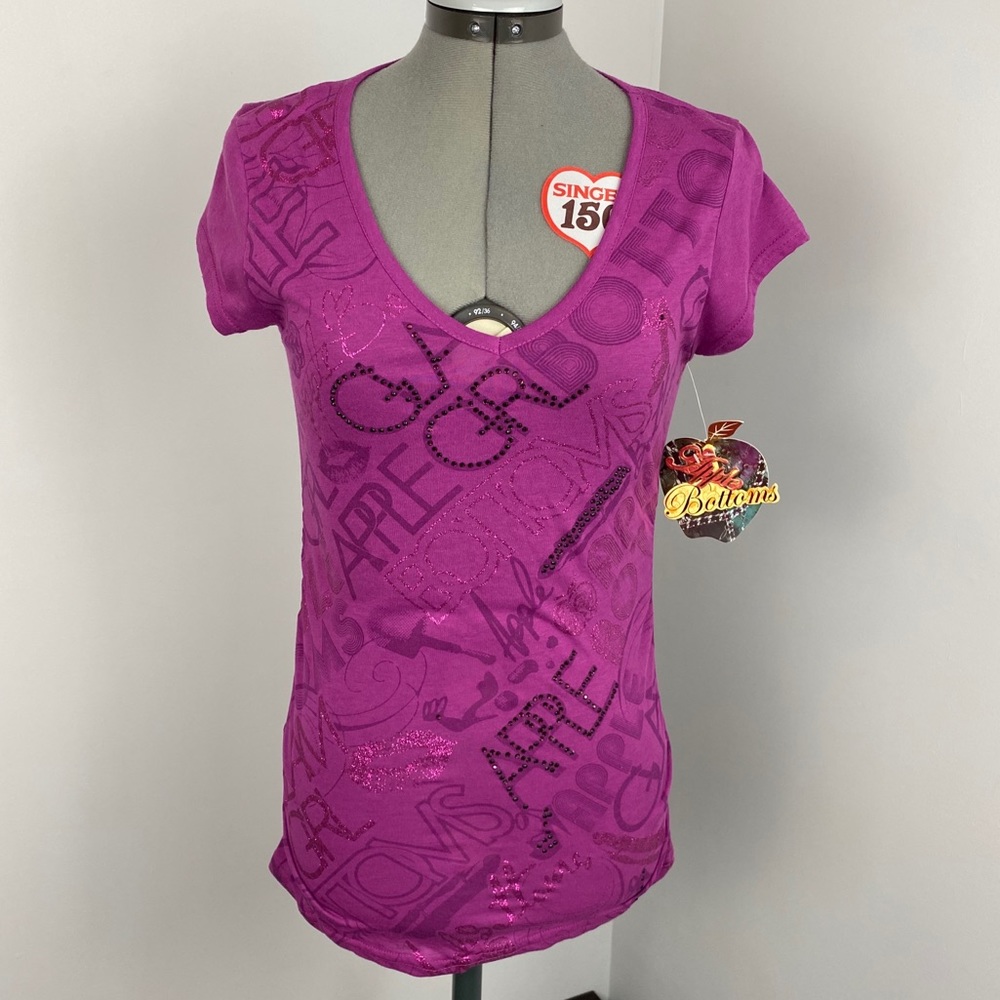 NWT Apple Bottoms Tee Shirt Purple Sparkle M